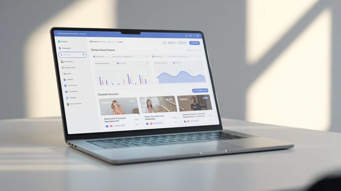 Course dashboard preview showing modules and progress